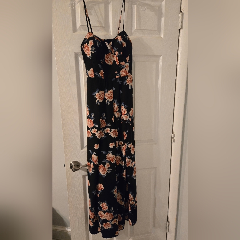 Floral Black Maxi Jumpsuit